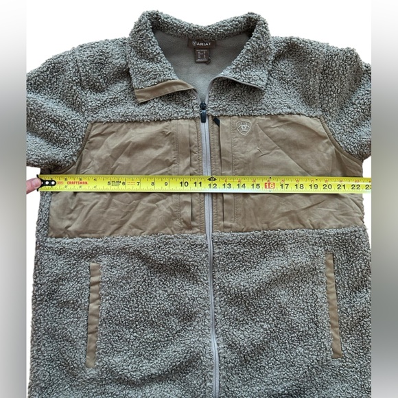 ARIAT mens M Grizzly canvas bluff jacket with sherpa lining.brown - Picture 3 of 8